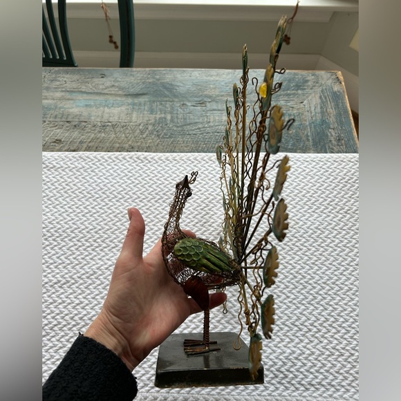 Wire Metal Peacock jewelry hang necklaces earrings 12.5” across x 14”tall sturdy - Picture 7 of 12